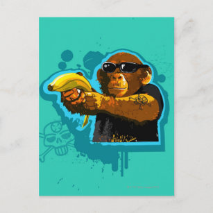 Carte Postale Chimpanzé tenant une banane