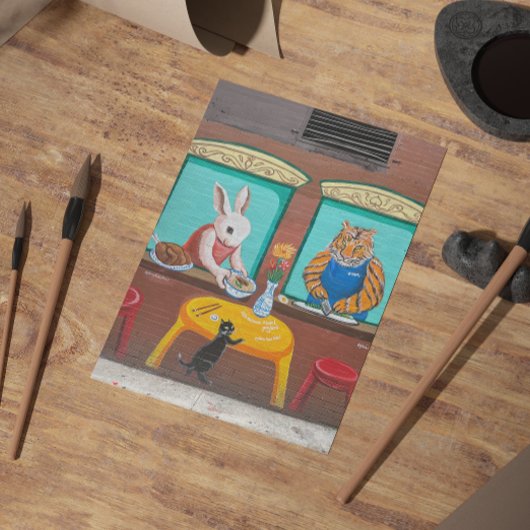 Carte postale Chinatown NYC - Peinture murale anim