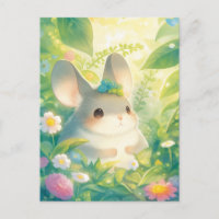 Chinchilla avec couronne de fleurs bleues dans un