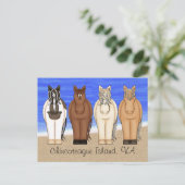 Carte Postale Chincoteague Island VA Ponies au Beach Horse (Debout devant)