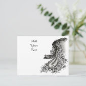 Carte Postale Chine Dragon, noir et blanc Design en Tattoostyl (Debout devant)