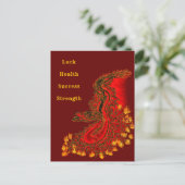 Carte Postale Chine Dragon rouge et or design (Debout devant)