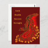 Carte Postale Chine Dragon rouge et or design (Devant / Derrière)