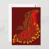 Carte Postale Chine Dragon rouge et or design (Devant / Derrière)