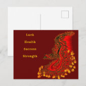 Carte Postale Chine Dragon rouge et or design (Devant / Derrière)