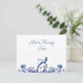 Carte Postale Chine florale bleue et blanche Motif avec oiseaux (Debout devant)