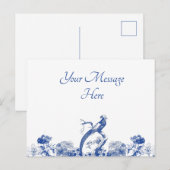 Carte Postale Chine florale bleue et blanche Motif avec oiseaux (Devant / Derrière)