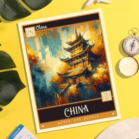 Carte Postale Chine | Peinture Vintage