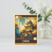 Carte Postale Chine | Peinture Vintage (Debout devant)