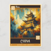 Carte Postale Chine | Peinture Vintage (Devant)
