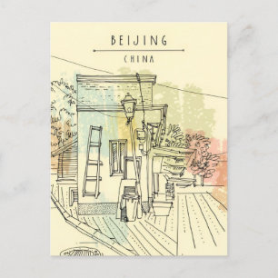Carte Postale Chine Pékin vintage Voyage Chine aquarelle P