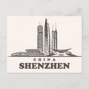 Carte Postale Chine shenzhen vintage chinchese Aquarelle de voya