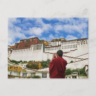 Carte Postale Chine, Tibet, Lhasa, moine tibétain avec Potala