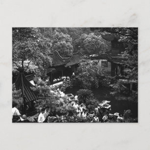 Carte Postale Chine vintage Shanghai Yuyuan touristes jardin