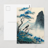 Carte Postale Chinois aquarelle paysage de peinture à la brosse (Devant / Derrière)