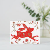 Carte postale chinoise d'astrologie du lapin (Debout devant)