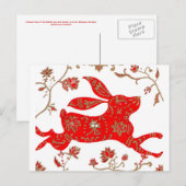 Carte postale chinoise d'astrologie du lapin (Devant / Derrière)