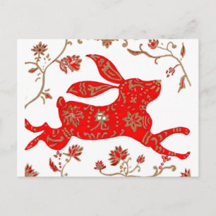 Carte postale chinoise d'astrologie du lapin