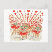 Carte postale chinoise Lion Dance Watercolor (Devant)