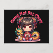Carte Postale Chinoise Nouvel An Fille & Dragon (Devant)