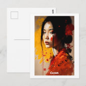 Carte postale chinoise - Portrait - Monde des femm (Devant / Derrière)