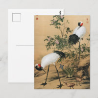Chinoiserie Vintage Grues couronnées et Roses