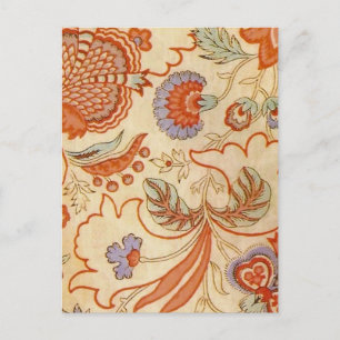 Carte Postale Chintz Floral Antique Terracotta Français Vintage