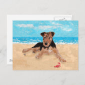 Carte Postale Chiot à la plage (Devant / Derrière)