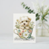 Carte Postale Chiot Adorable Dans Une Tasse à Thé (Debout devant)