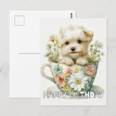 Carte Postale Chiot Adorable Dans Une Tasse à Thé (Devant / Derrière)