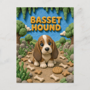 Carte Postale Chiot Basset Hound Mignon, Bébé Chien