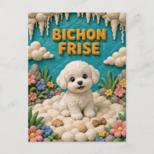 Carte Postale Chiot Bichon Frise Mignon, Bébé Chien