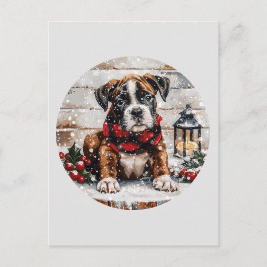 Carte Postale Chiot boîte de Noël (Devant)