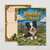 Carte Postale Chiot Border Collie Mignon, Bébé Chien (Devant / Derrière)