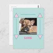 Carte Postale Chiot Bouledogue Français Love, (Devant / Derrière)