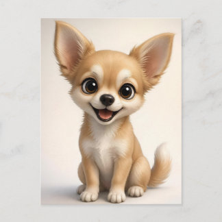 Carte Postale Chiot Chihuahua aux longs poils mignon