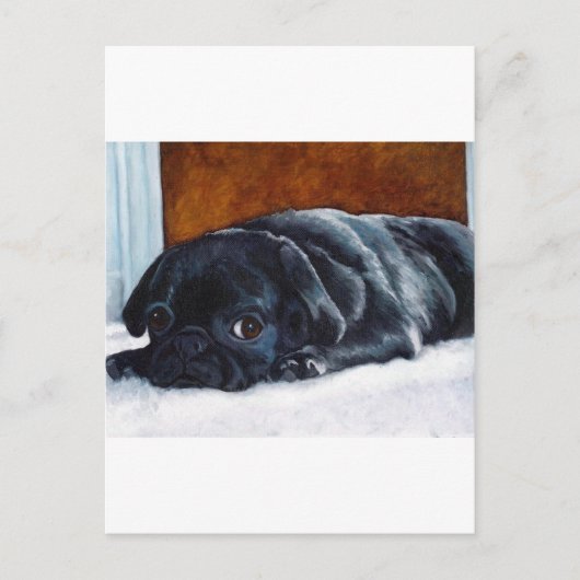 Carte Postale Chiot de Carlin noir (Devant)
