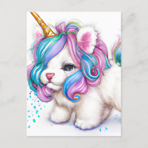 Carte Postale Chiot de licorne de Fluffy