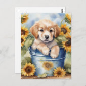 Carte Postale Chiot de tournesol (Devant / Derrière)