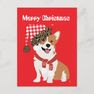 Carte Postale Chiot de vacances adorable portant un chapeau de P