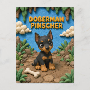 Carte Postale Chiot Doberman Pinscher Mignon, Bébé Chien