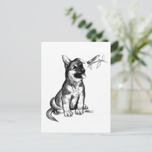 Carte Postale Chiot et sauterelle (Debout devant)