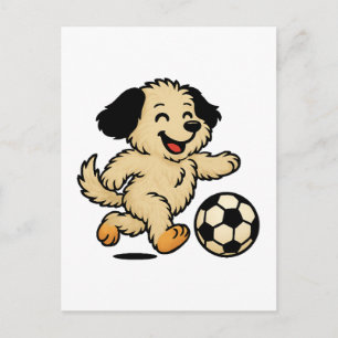 Carte Postale Chiot jouant au football