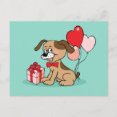 Carte Postale Chiot joyeux avec cadeau (Devant)