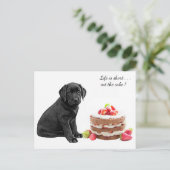 Carte Postale Chiot Labrador noir - Anniversaire de chien - Gâte (Debout devant)