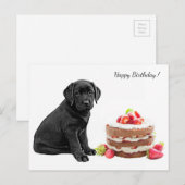 Carte Postale Chiot Labrador noir - Joyeux anniversaire du chien (Devant / Derrière)