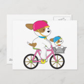 Carte Postale Chiot mignon à vélo (Devant / Derrière)