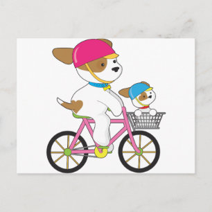 Carte Postale Chiot mignon à vélo