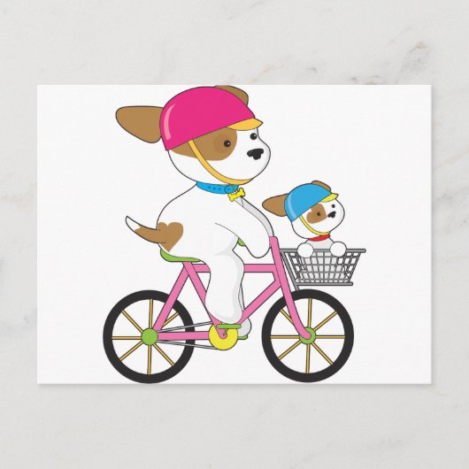 Carte Postale Chiot mignon à vélo (Devant)