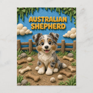 Carte Postale Chiot mignon Berger Australien, bébé chien
